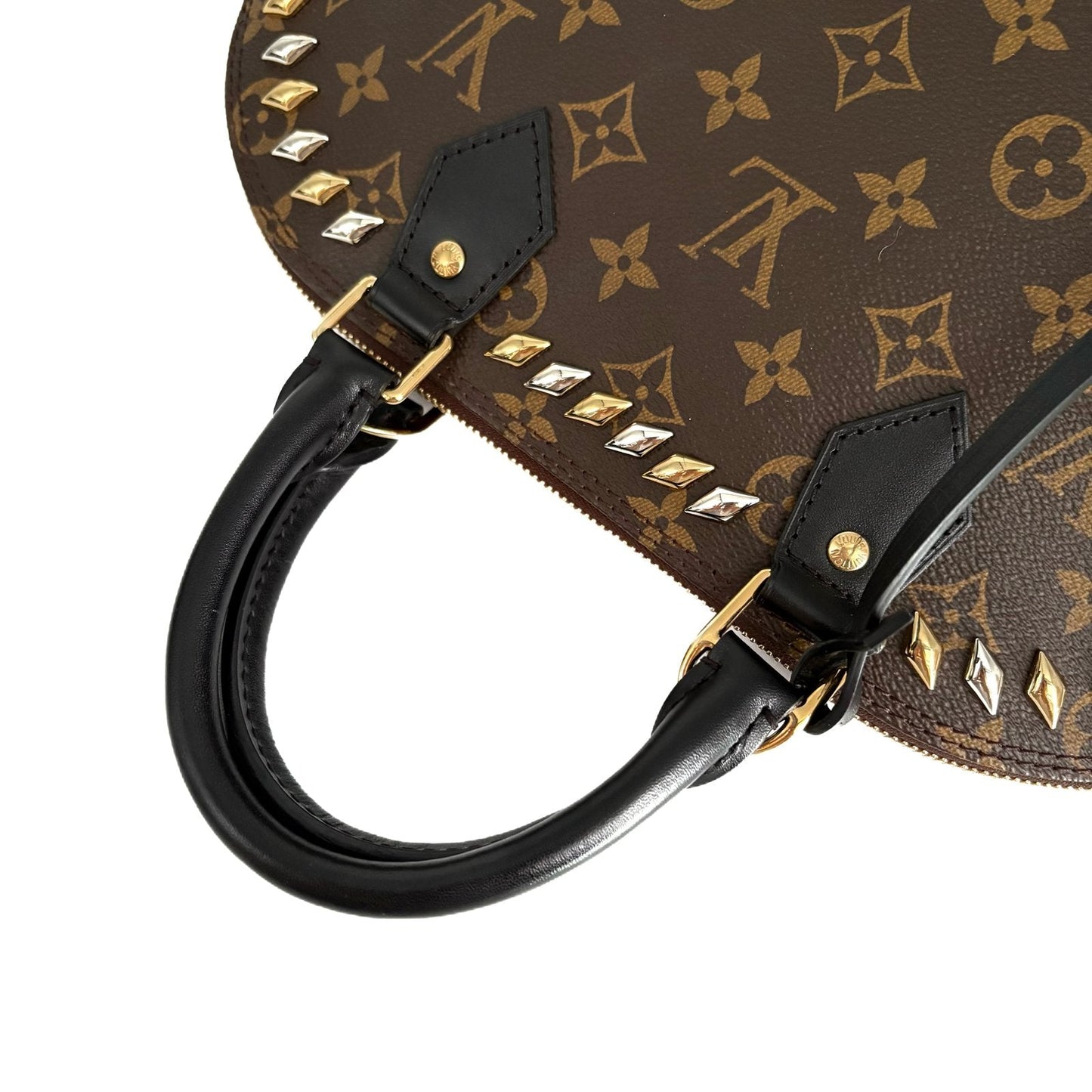 Alma PM Monogram and Black Leather Studded