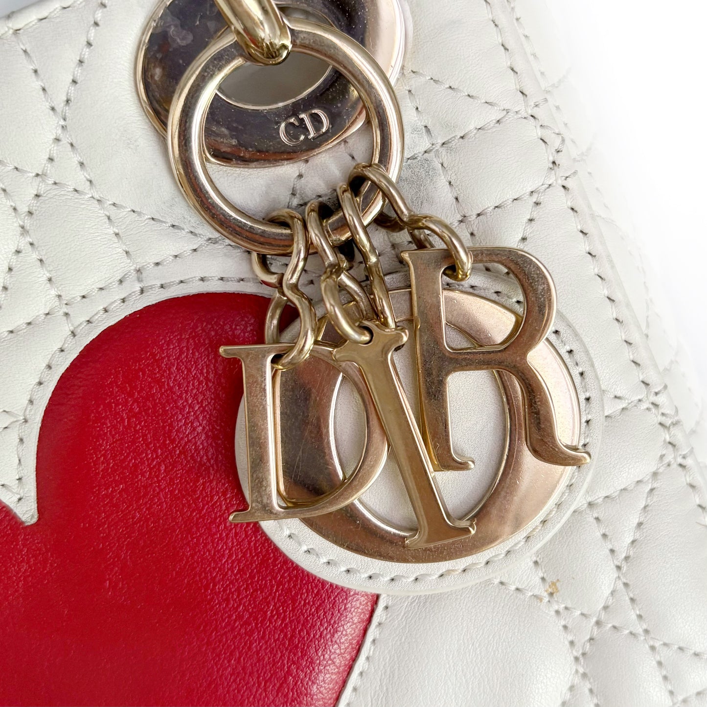 Lady Dior Mini  White/Red