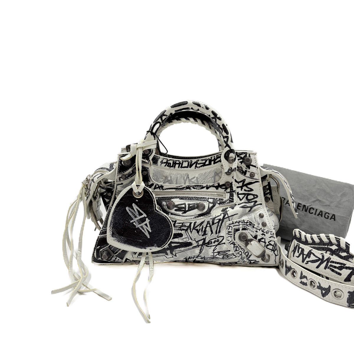 Balenciaga Neo Cagole XS Graffiti White and Black