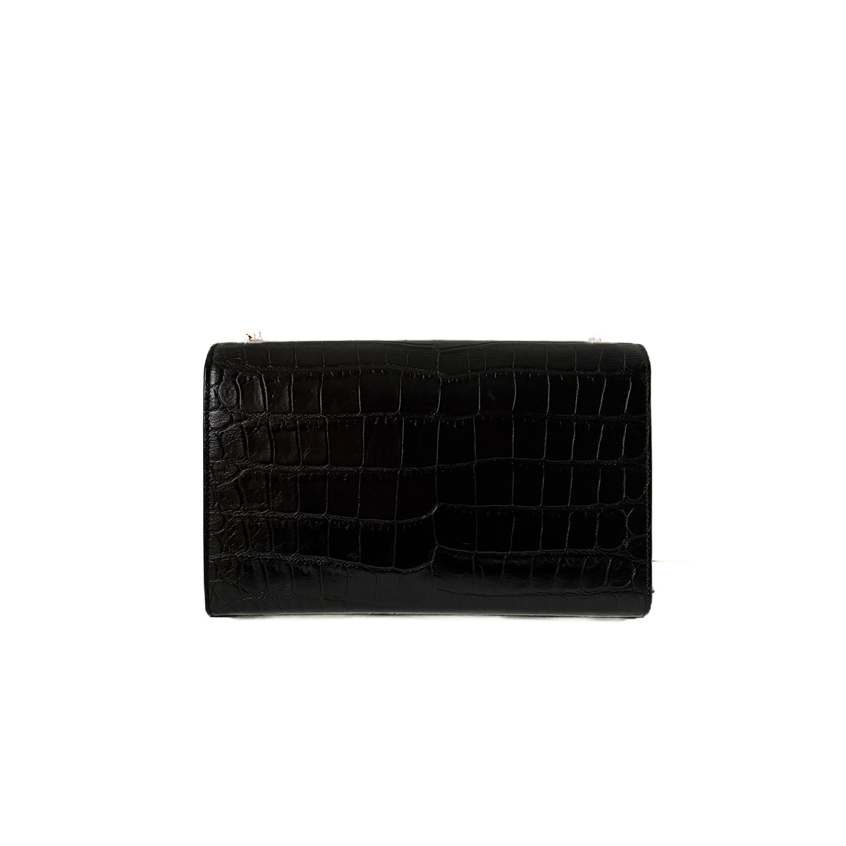 Kate Medium Croc-Embossed Tassel Black