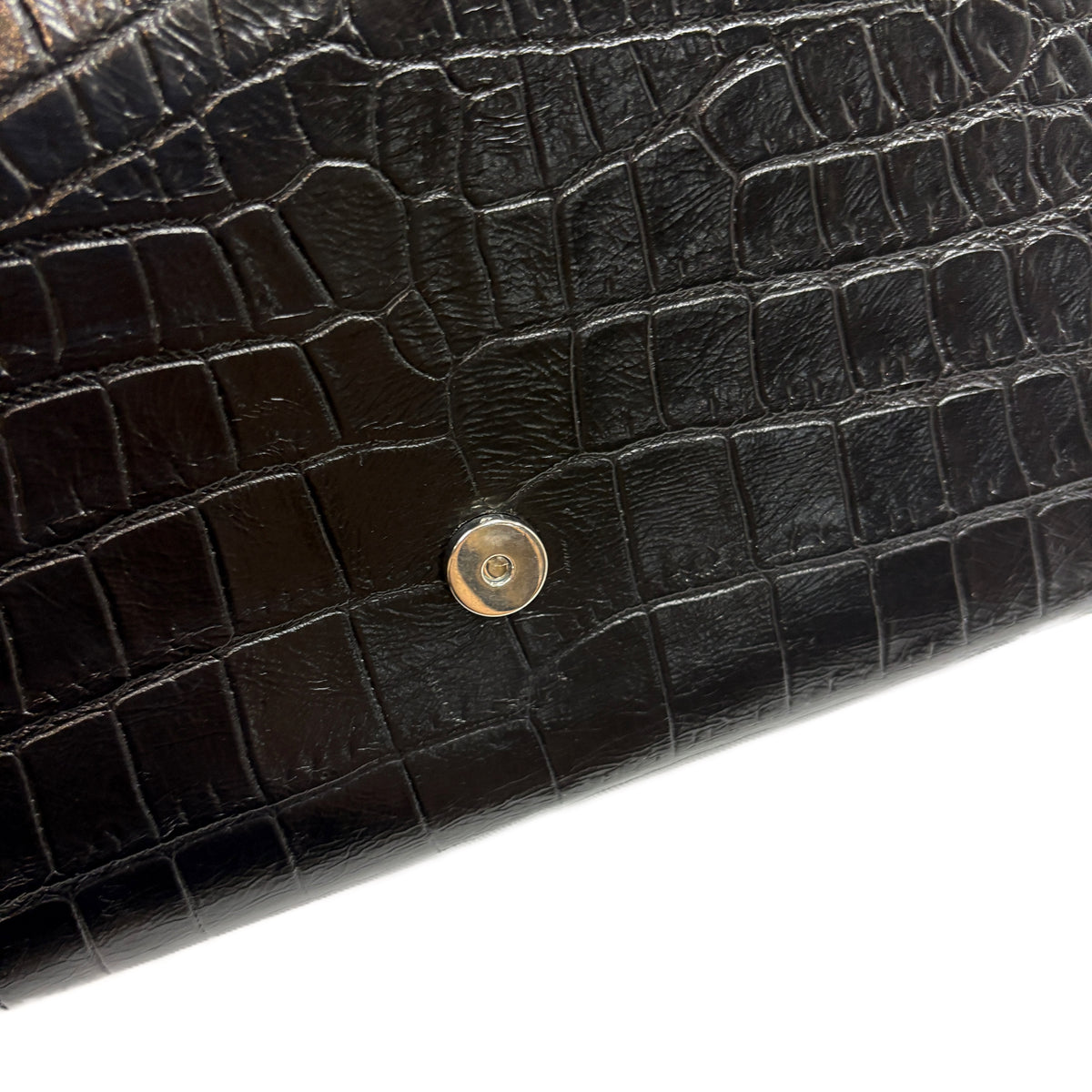 Kate Medium Croc-Embossed Tassel Black