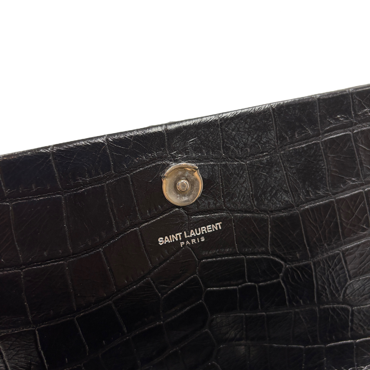 Kate Medium Croc-Embossed Tassel Black