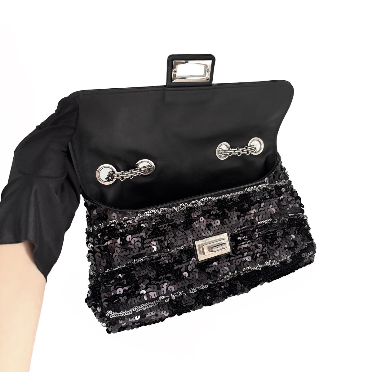 2.55 Medium Sequin Black