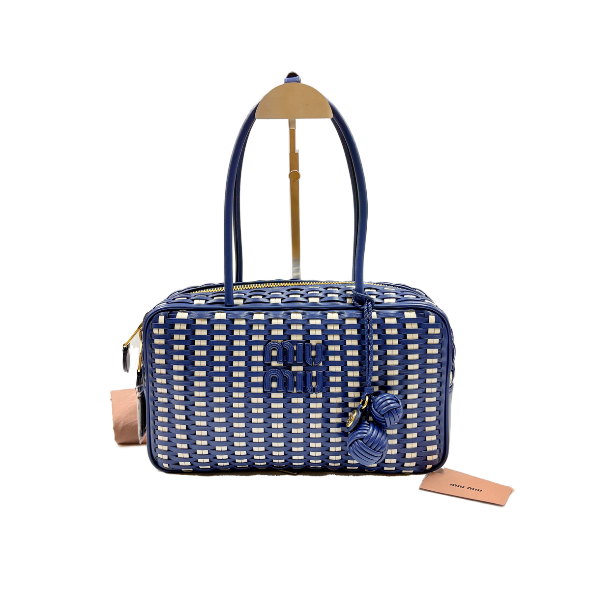 Beau Leather Cornflower Blue and White