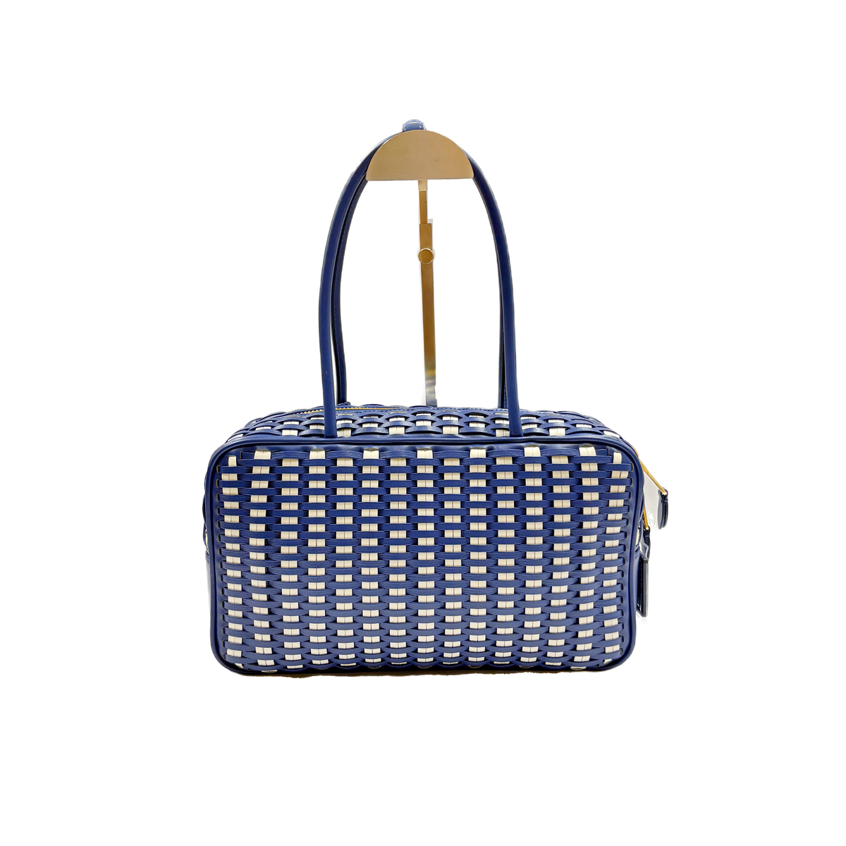 Beau Leather Cornflower Blue and White