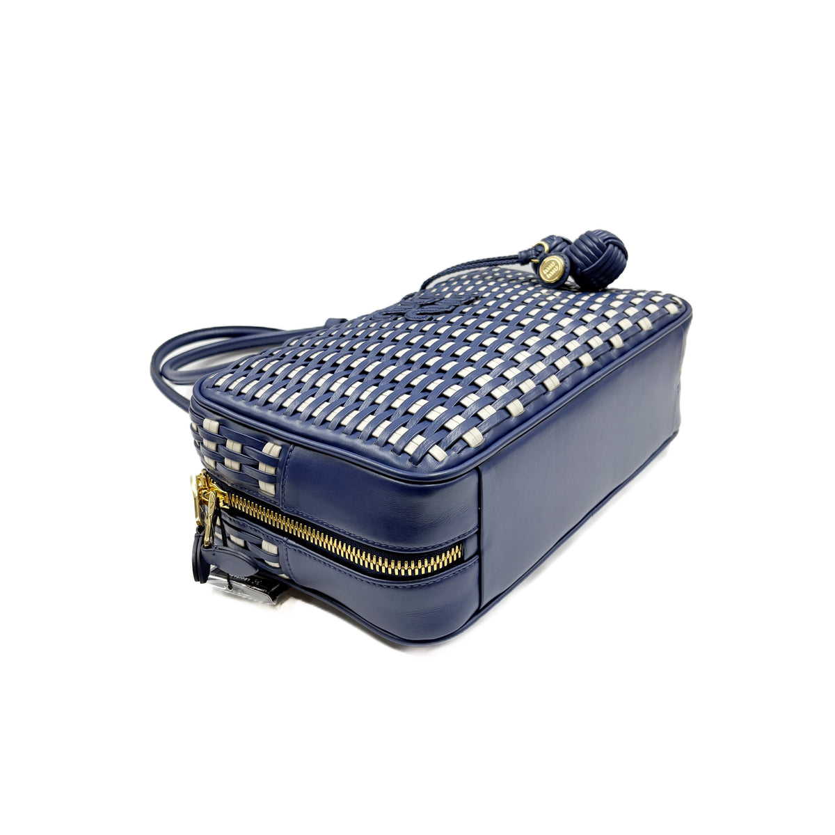 Beau Leather Cornflower Blue and White