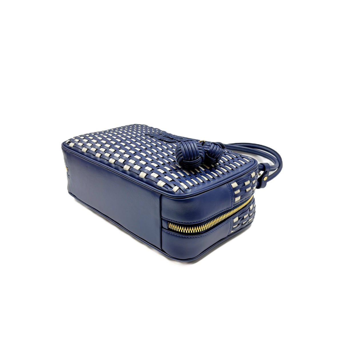Beau Leather Cornflower Blue and White