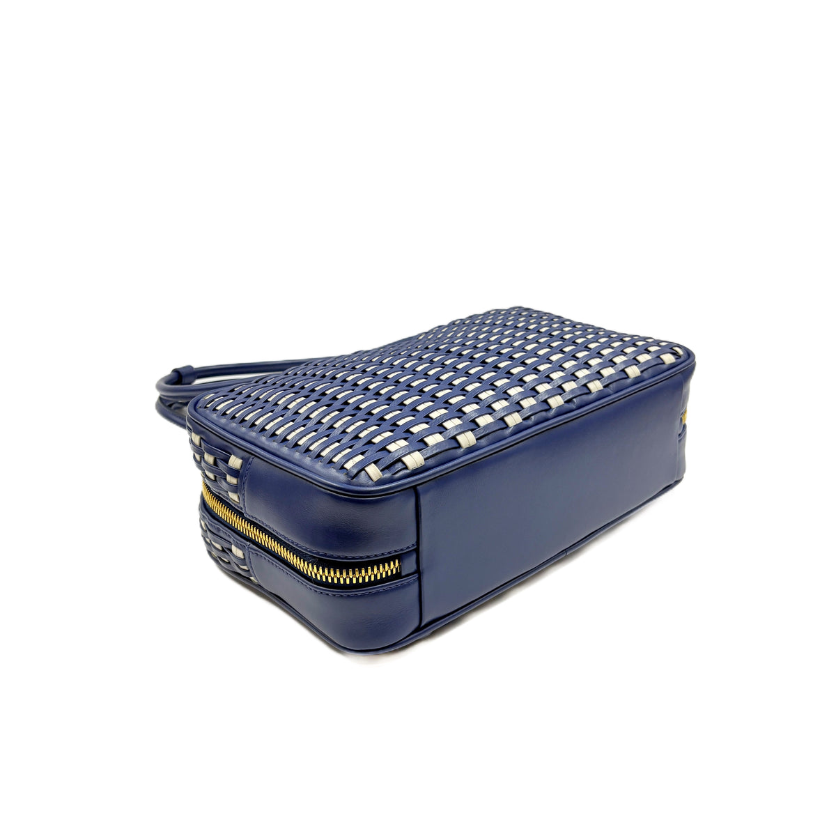 Beau Leather Cornflower Blue and White