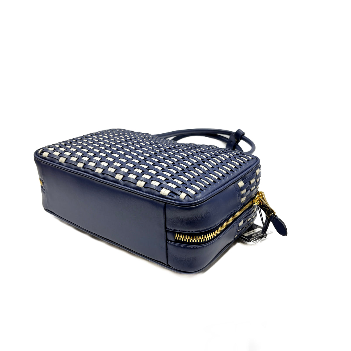 Beau Leather Cornflower Blue and White