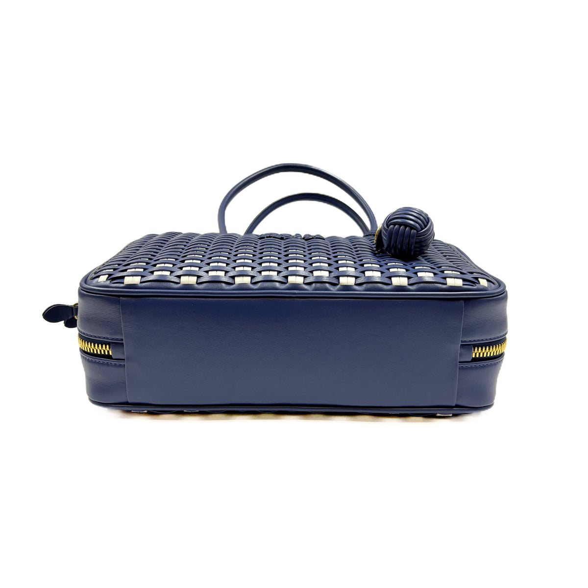 Beau Leather Cornflower Blue and White