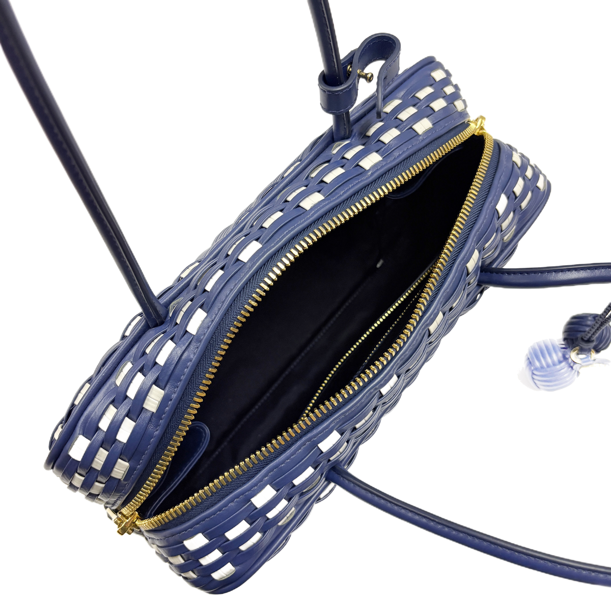 Beau Leather Cornflower Blue and White