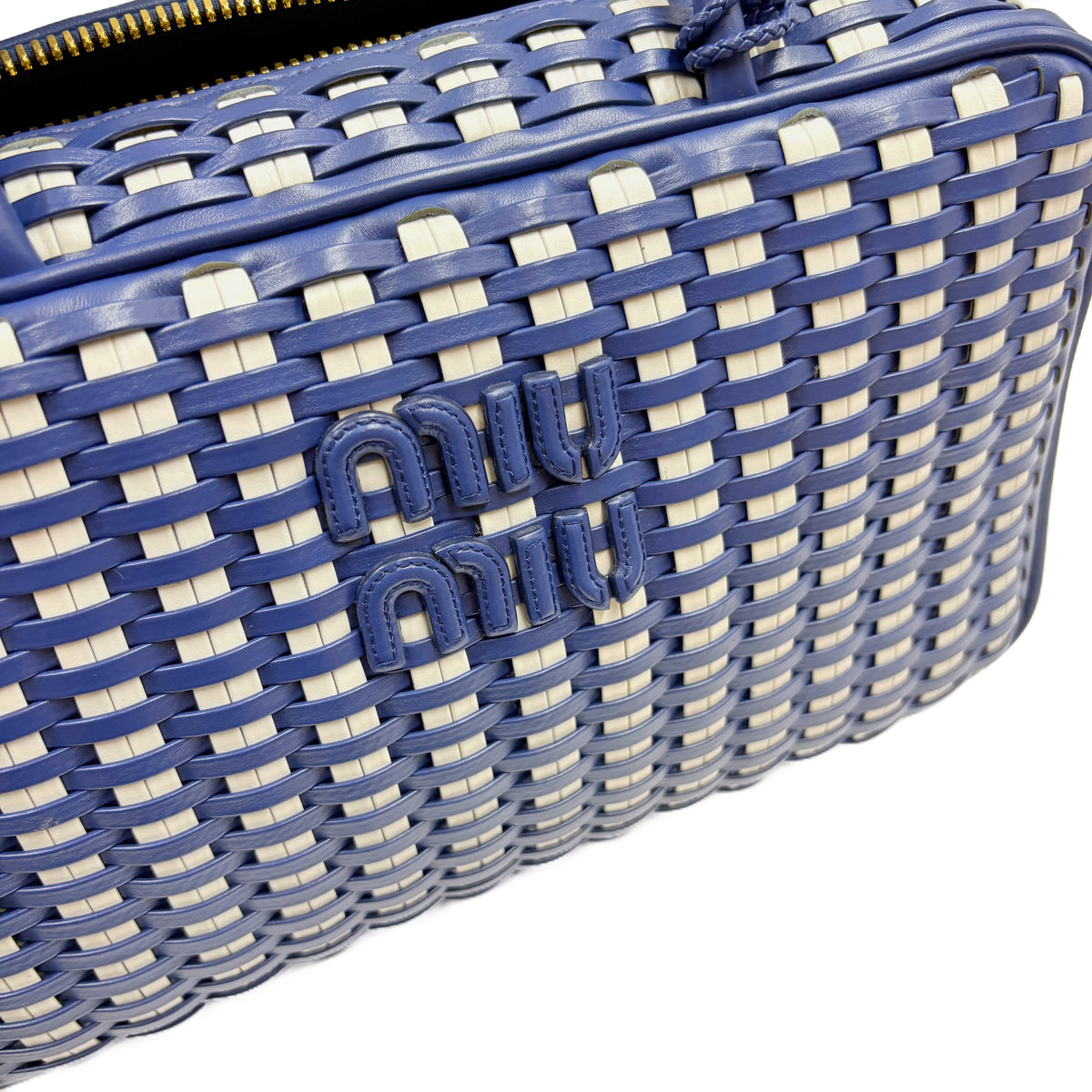 Beau Leather Cornflower Blue and White