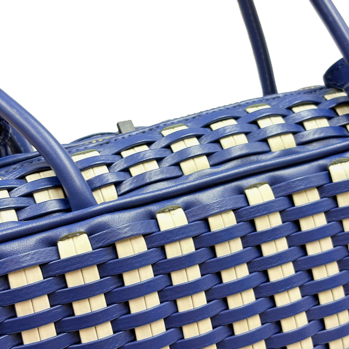 Beau Leather Cornflower Blue and White