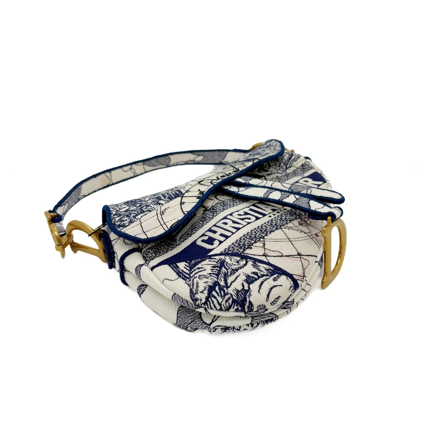 Saddle Bag Toile de Jouy Embroidered