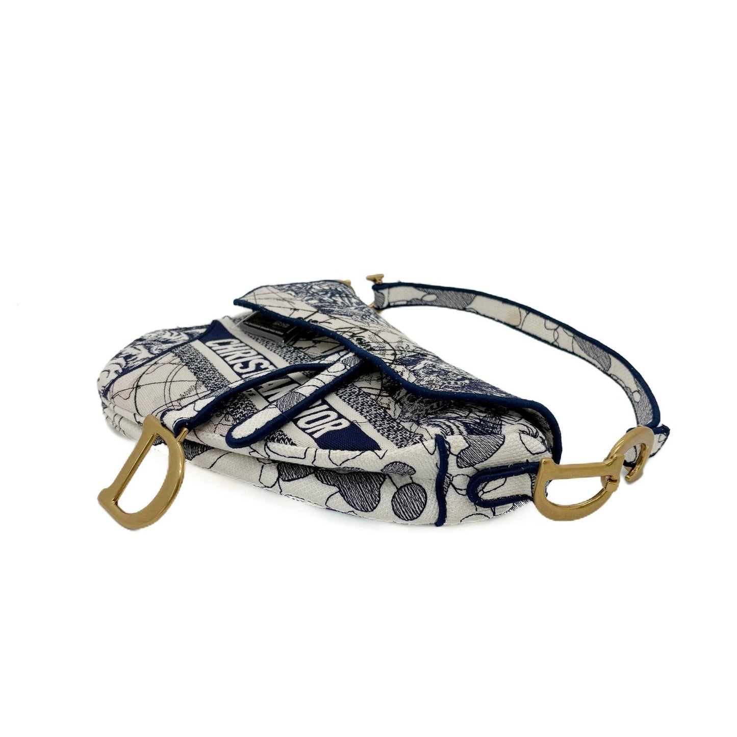 Saddle Bag Toile de Jouy Embroidered