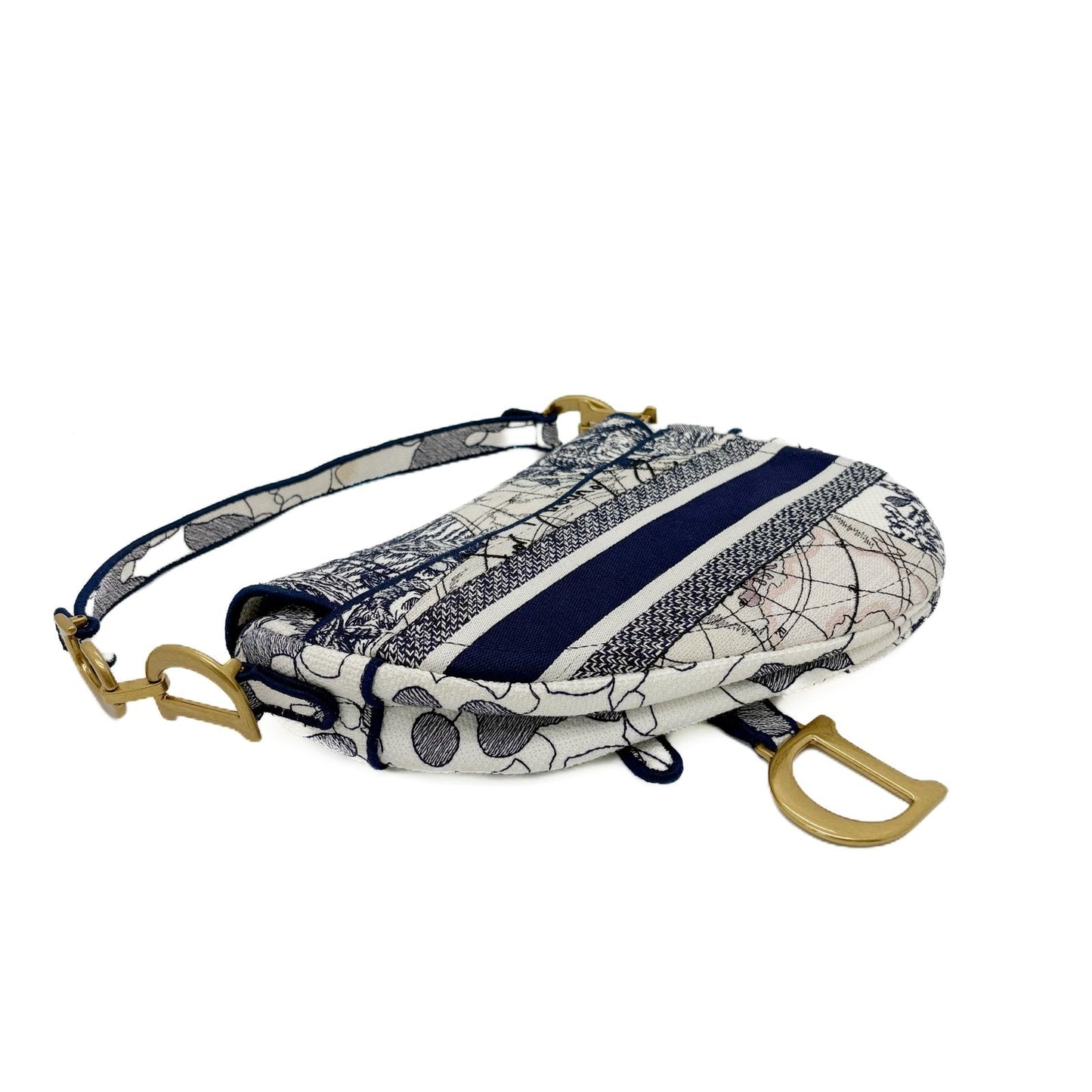 Saddle Bag Toile de Jouy Embroidered