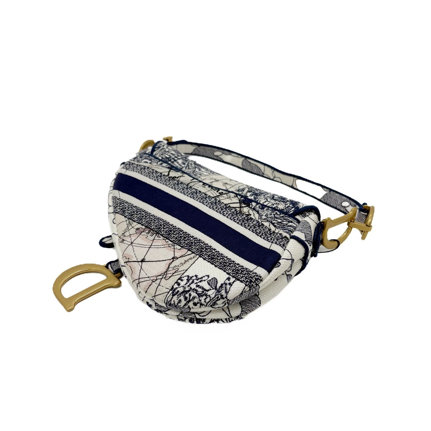 Saddle Bag Toile de Jouy Embroidered