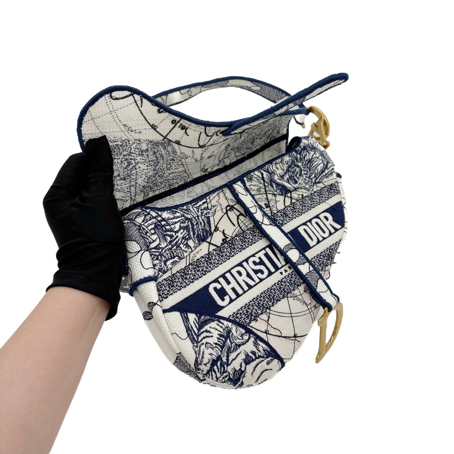 Saddle Bag Toile de Jouy Embroidered