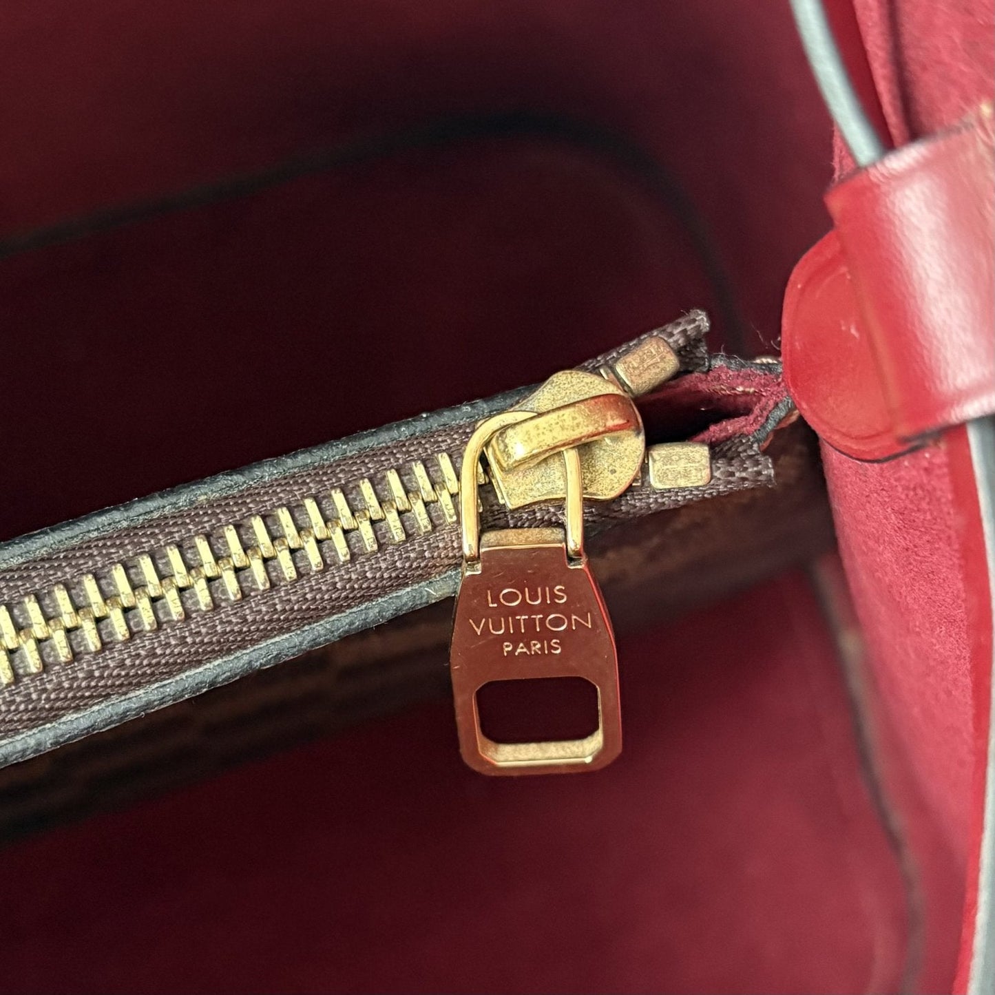 NeoNoé MM Damier Ebene Brown and Red
