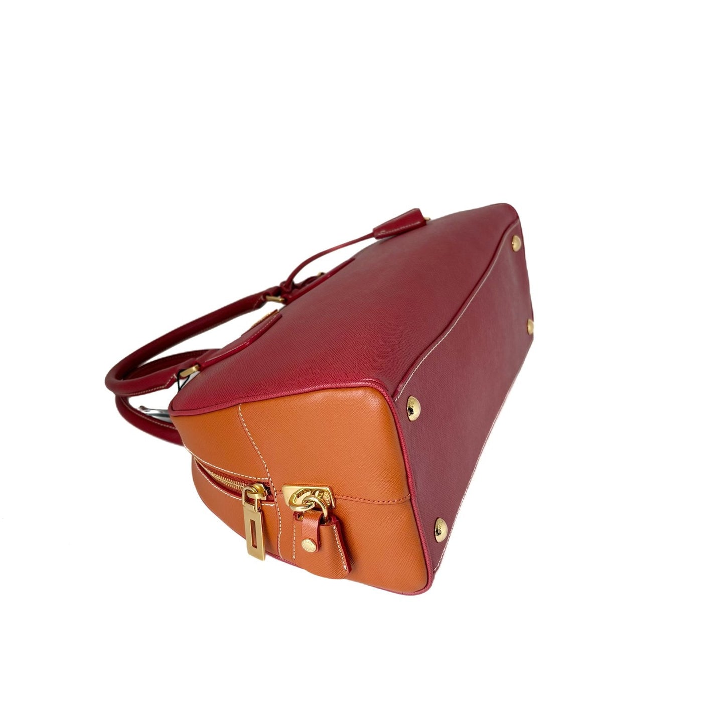 Promenade Saffiano Bag Red and Caramel