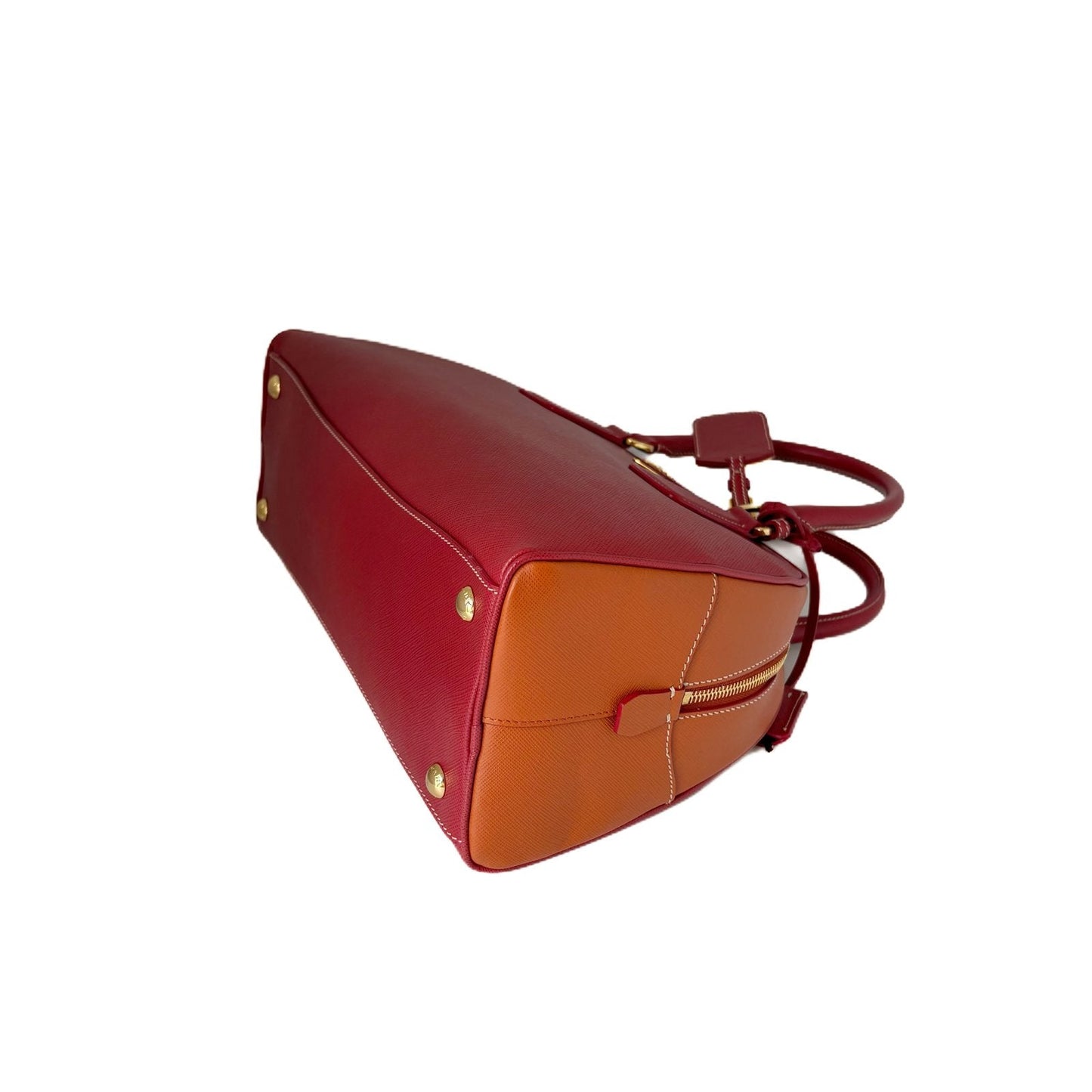 Promenade Saffiano Bag Red and Caramel