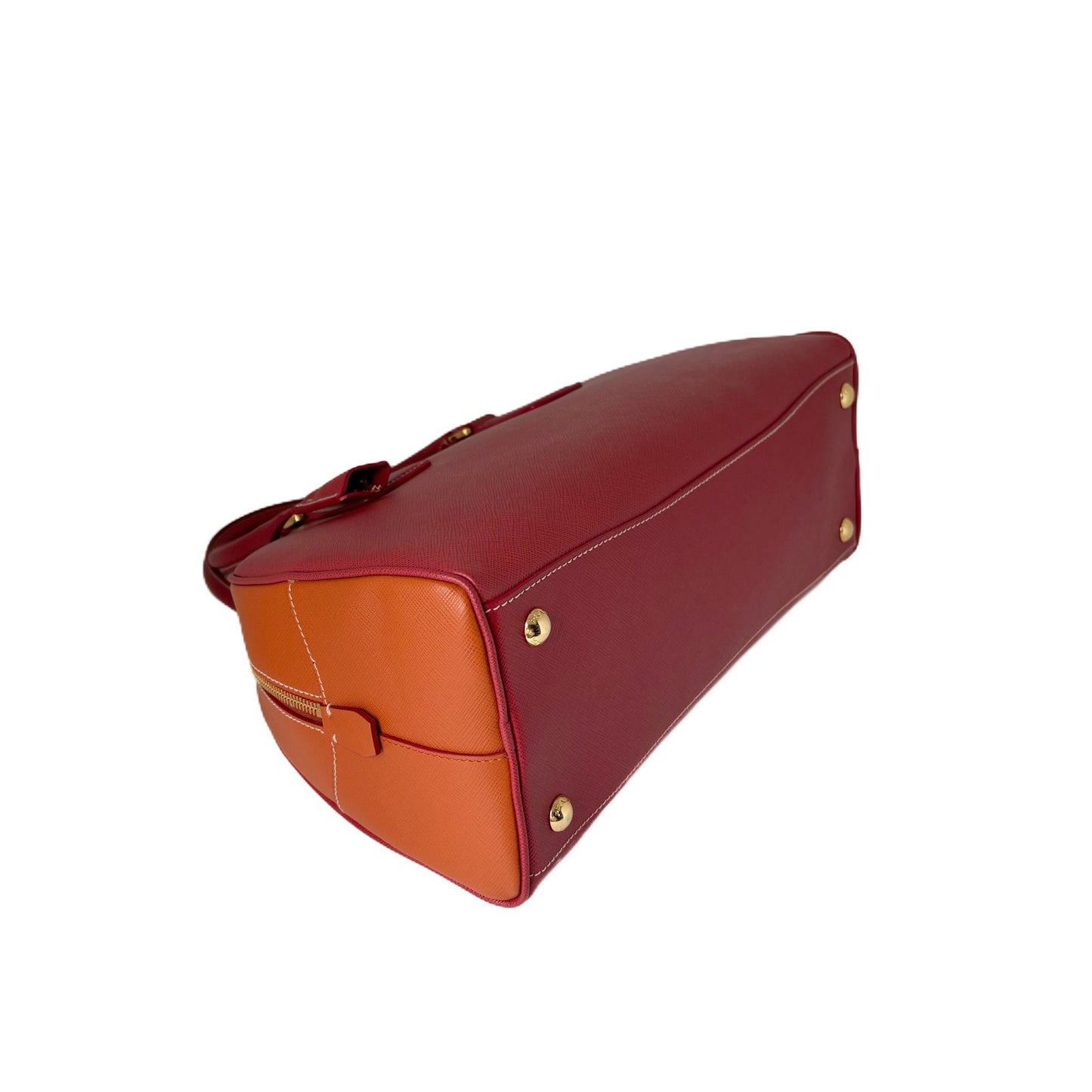 Promenade Saffiano Bag Red and Caramel