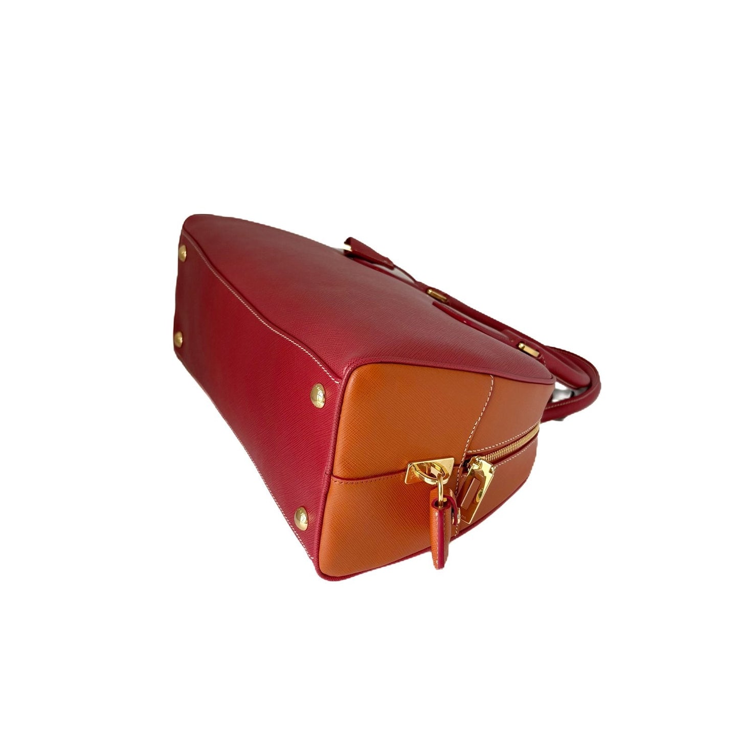 Promenade Saffiano Bag Red and Caramel