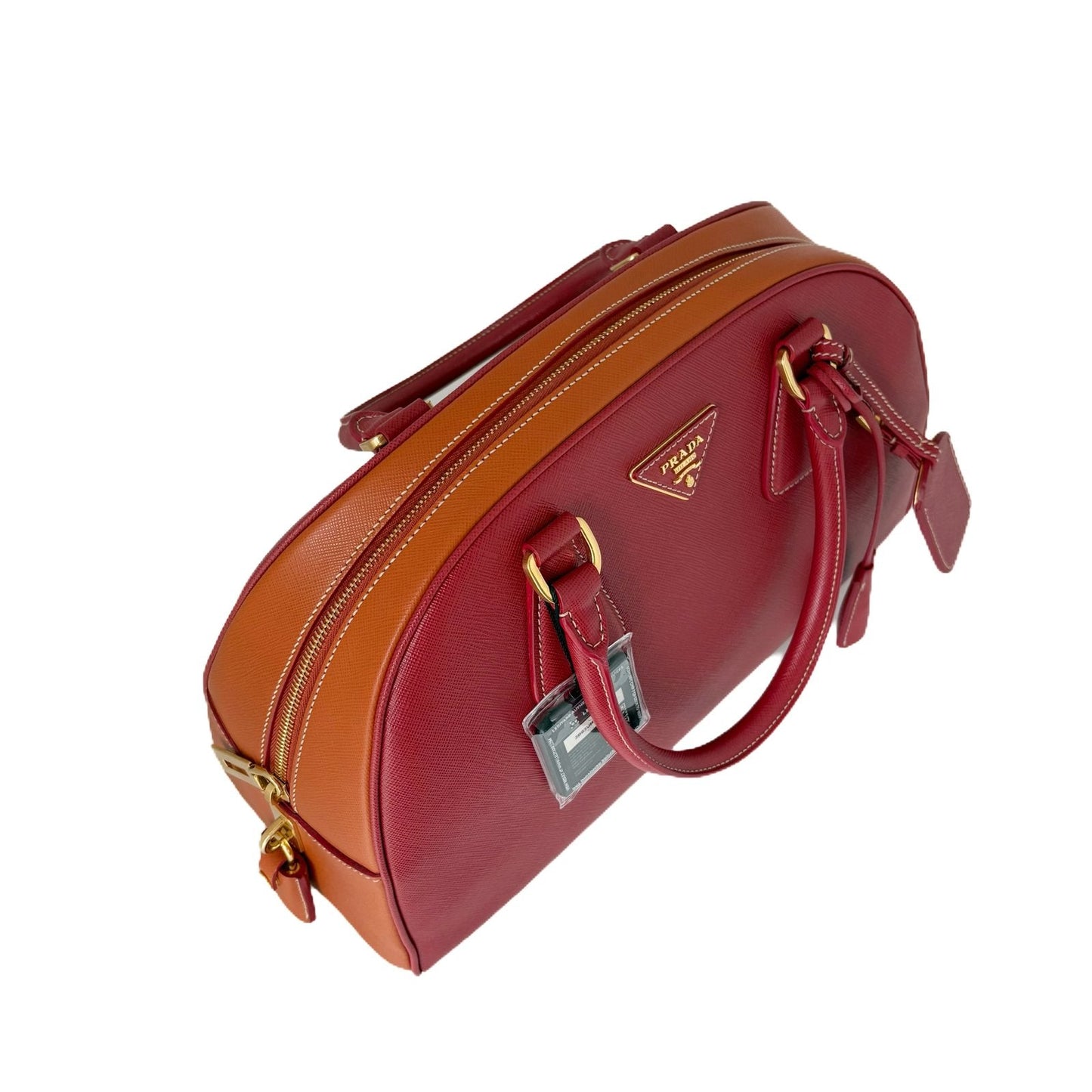 Promenade Saffiano Bag Red and Caramel