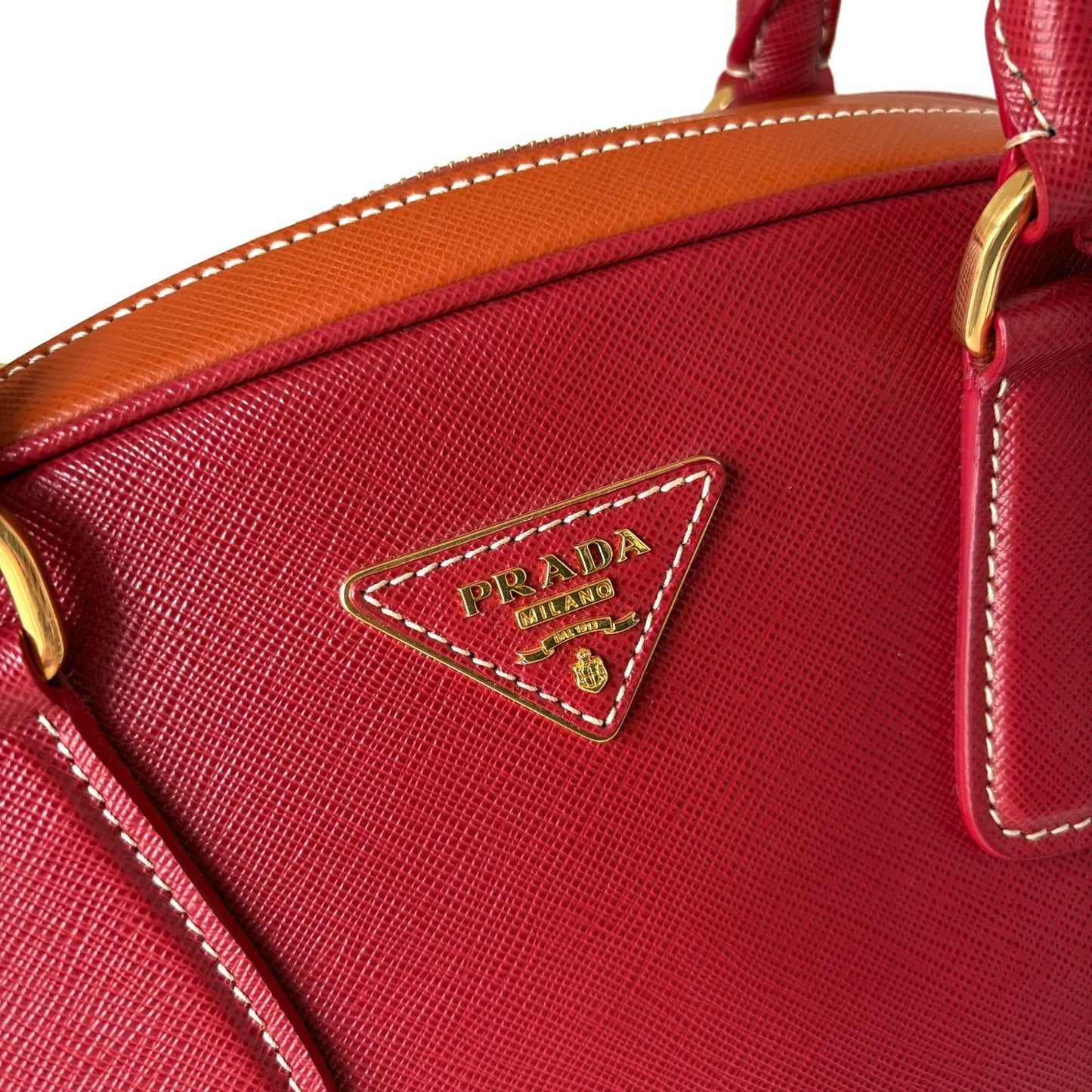 Promenade Saffiano Bag Red and Caramel