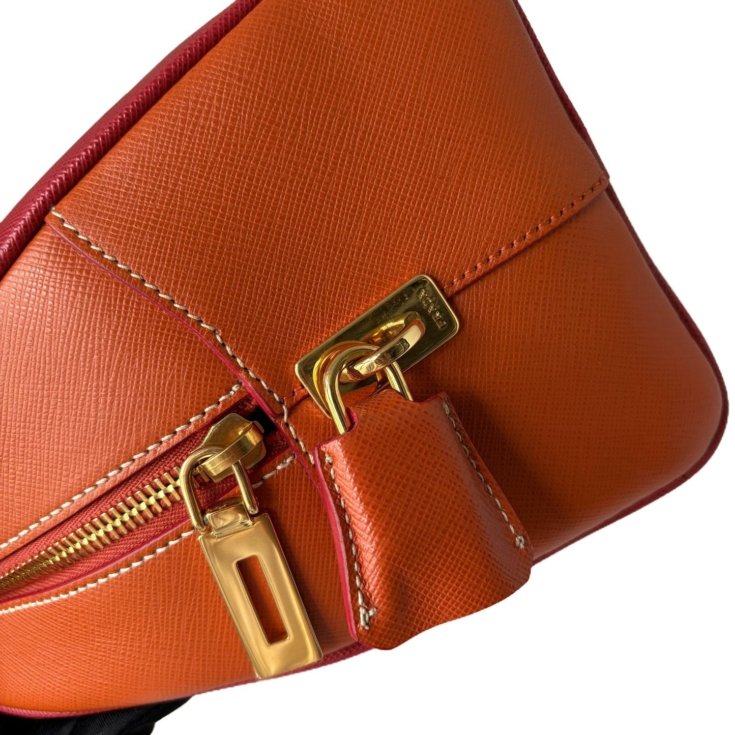 Promenade Saffiano Bag Red and Caramel