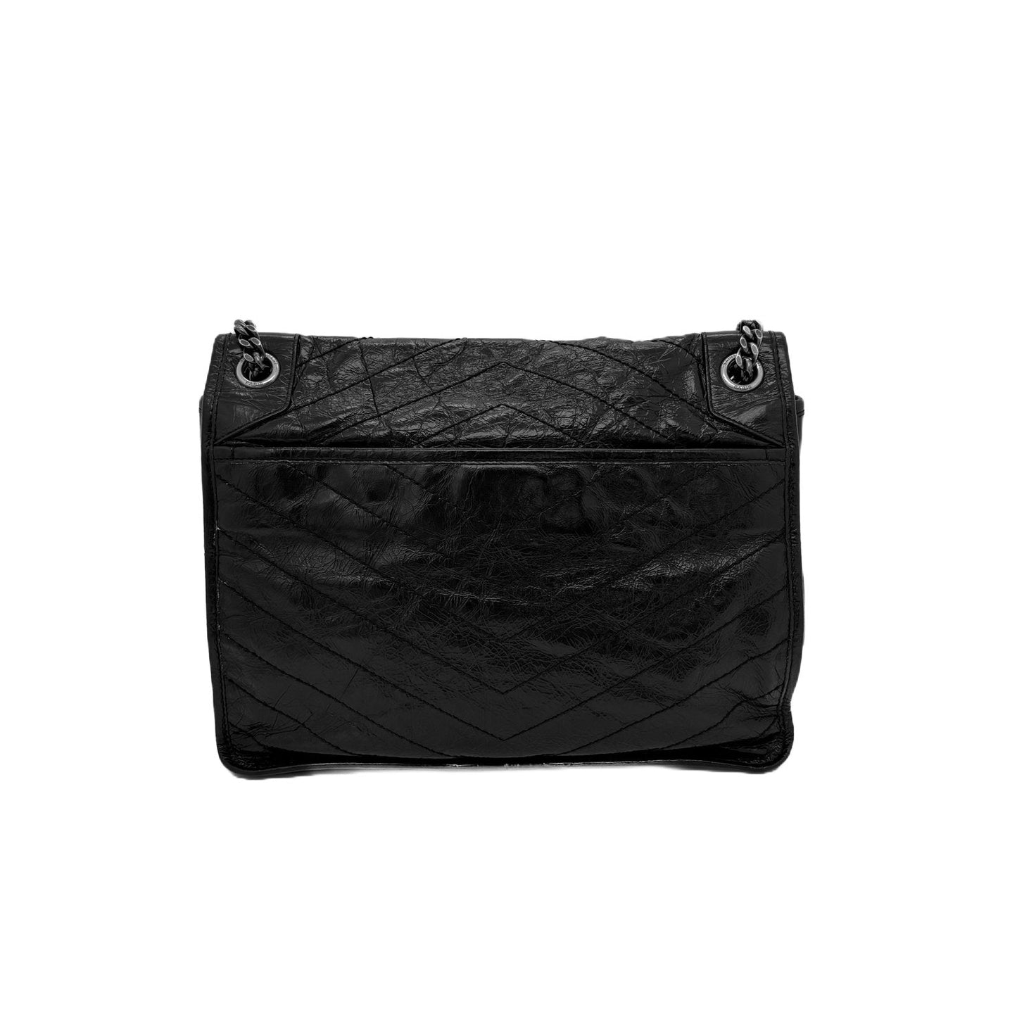 Niki Large Black Crinkled Lambskin