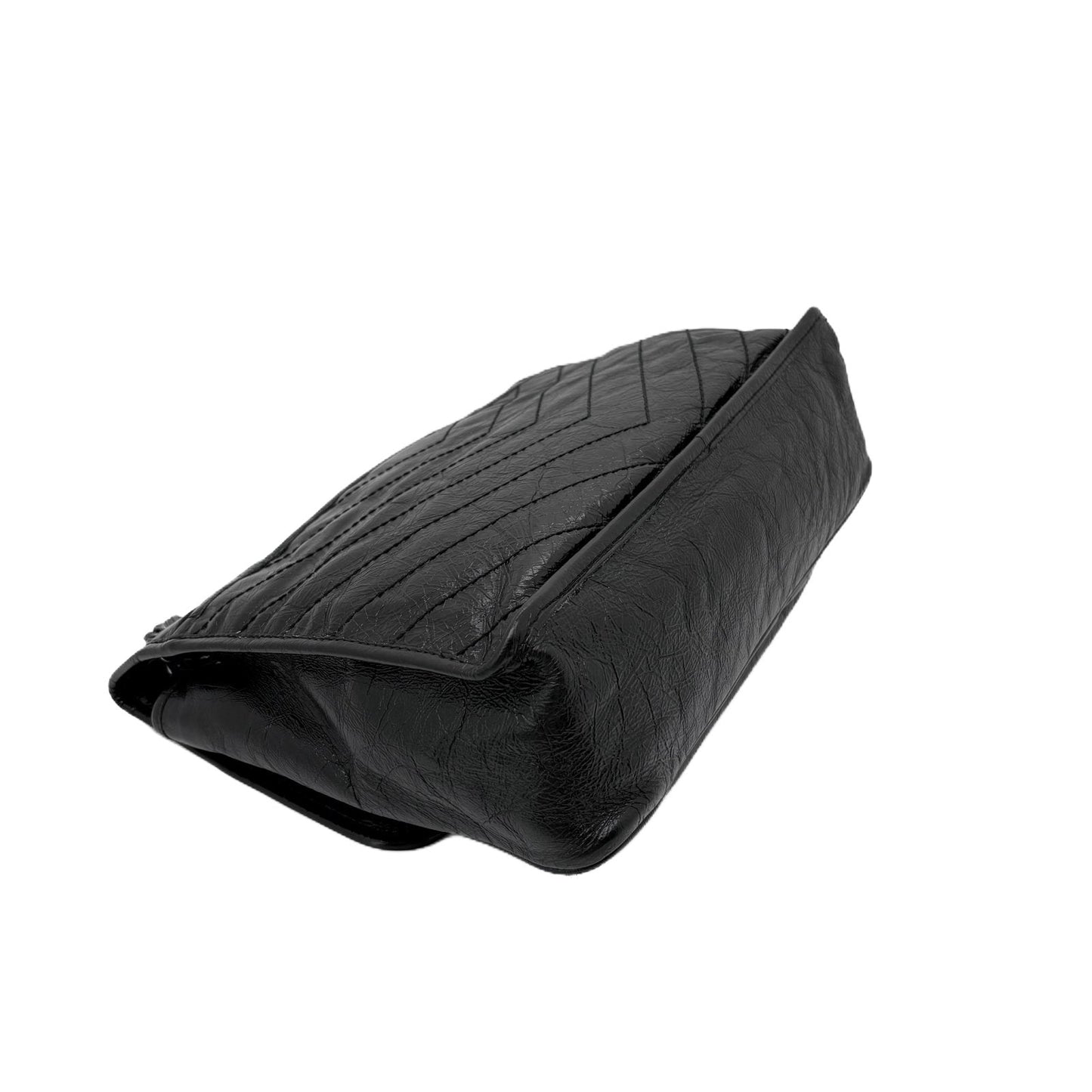 Niki Large Black Crinkled Lambskin