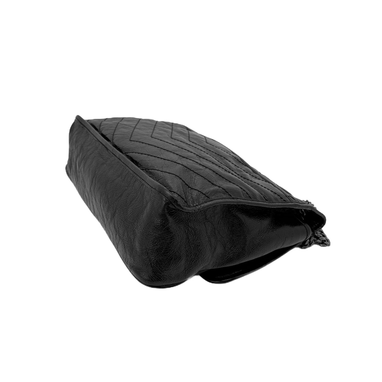 Niki Large Black Crinkled Lambskin