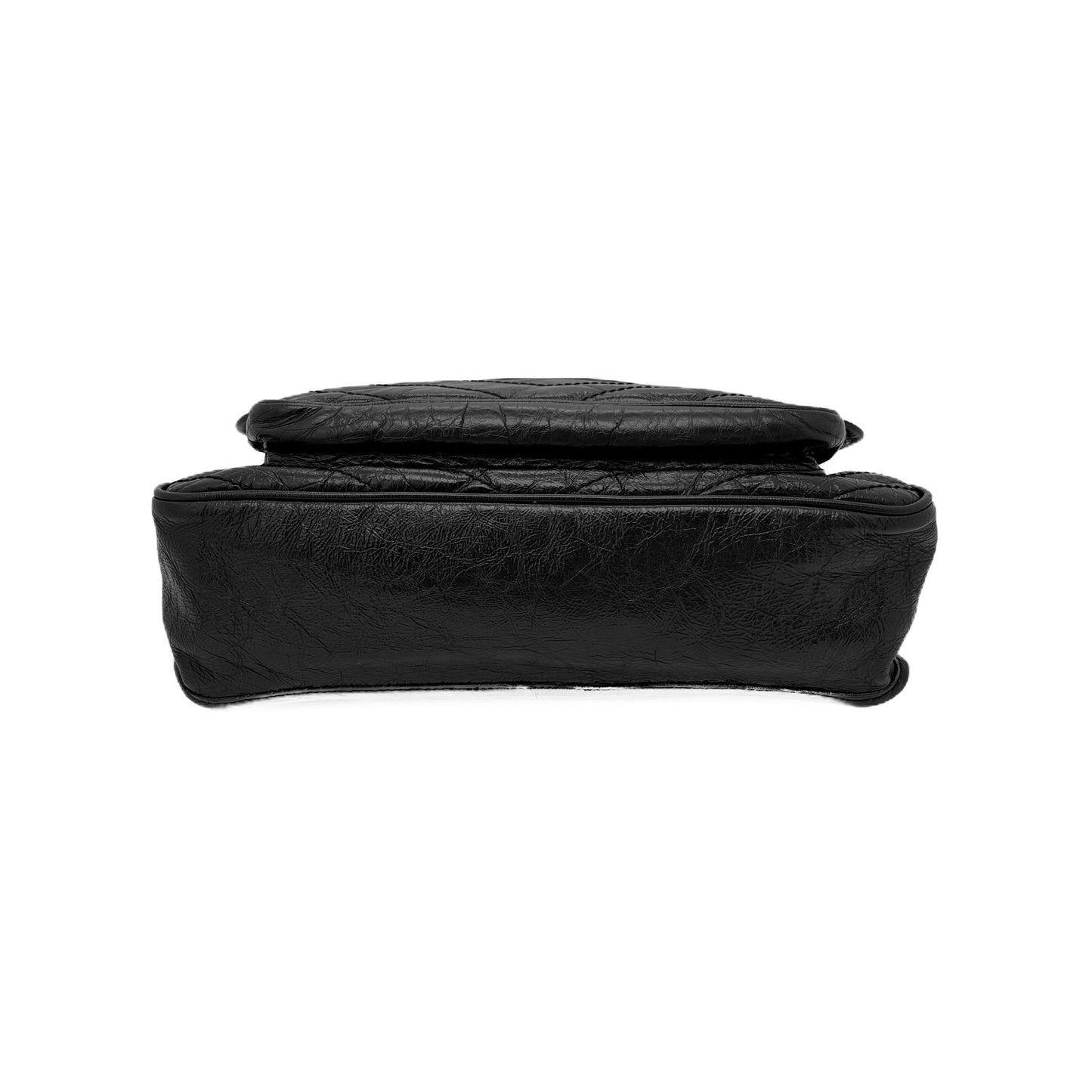 Niki Large Black Crinkled Lambskin