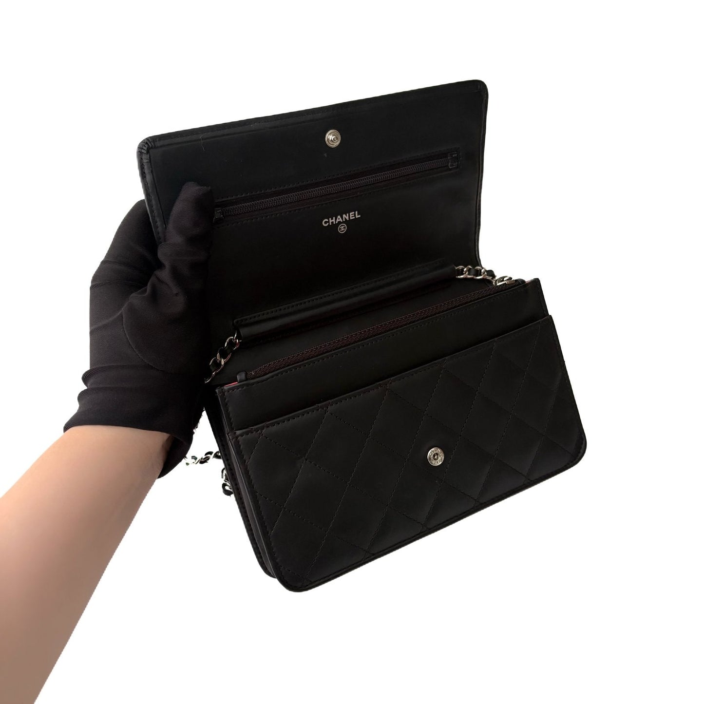 Cambon Wallet on Chain Black Lambskin