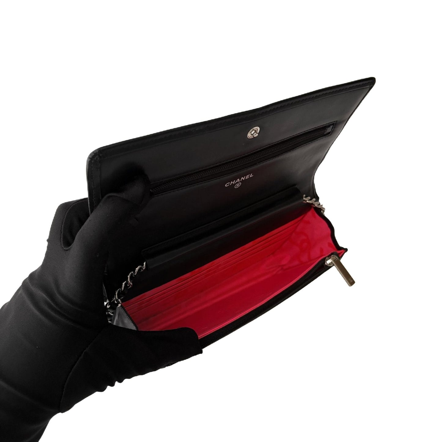 Cambon Wallet on Chain Black Lambskin