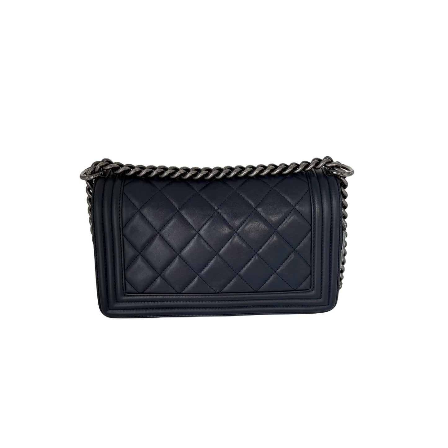 Le Boy Medium 25 Black Quilted Calfskin Silver Hardware