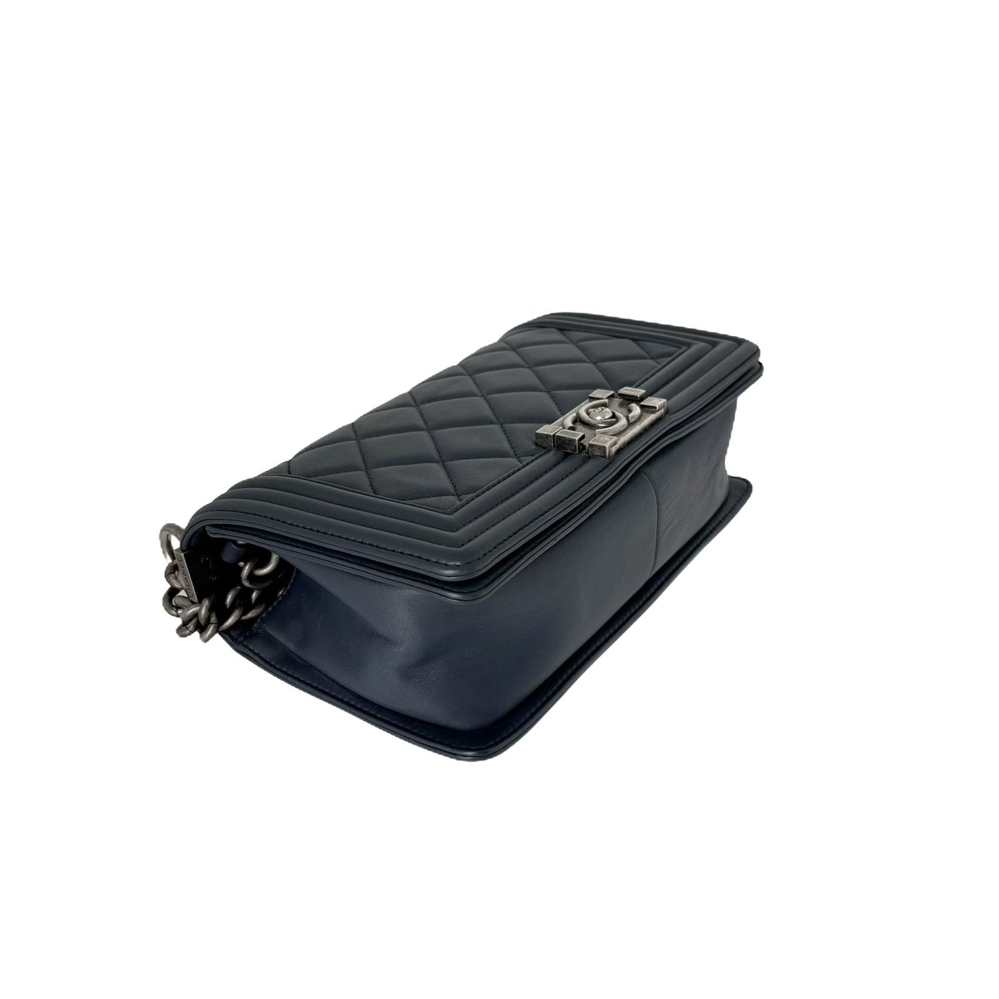 Le Boy Medium 25 Black Quilted Calfskin Silver Hardware
