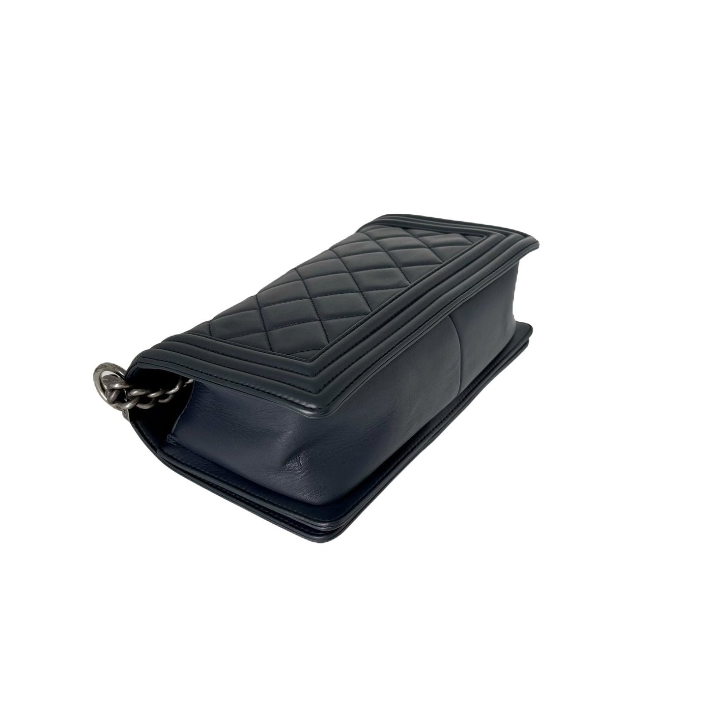 Le Boy Medium 25 Black Quilted Calfskin Silver Hardware