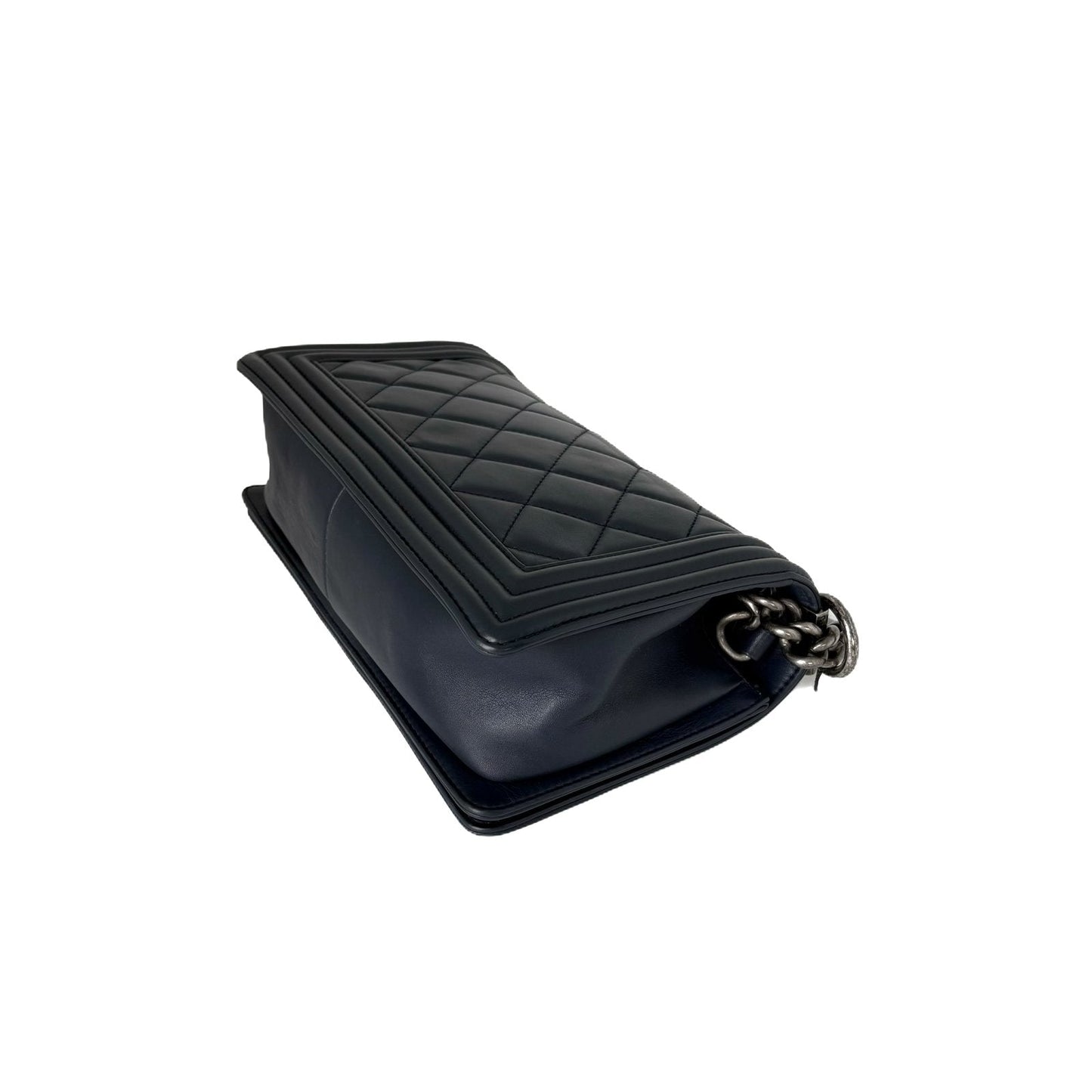 Le Boy Medium 25 Black Quilted Calfskin Silver Hardware