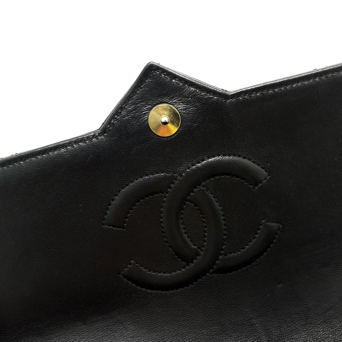 Vintage Strass CC Single Flap Black Quilted Lambskin