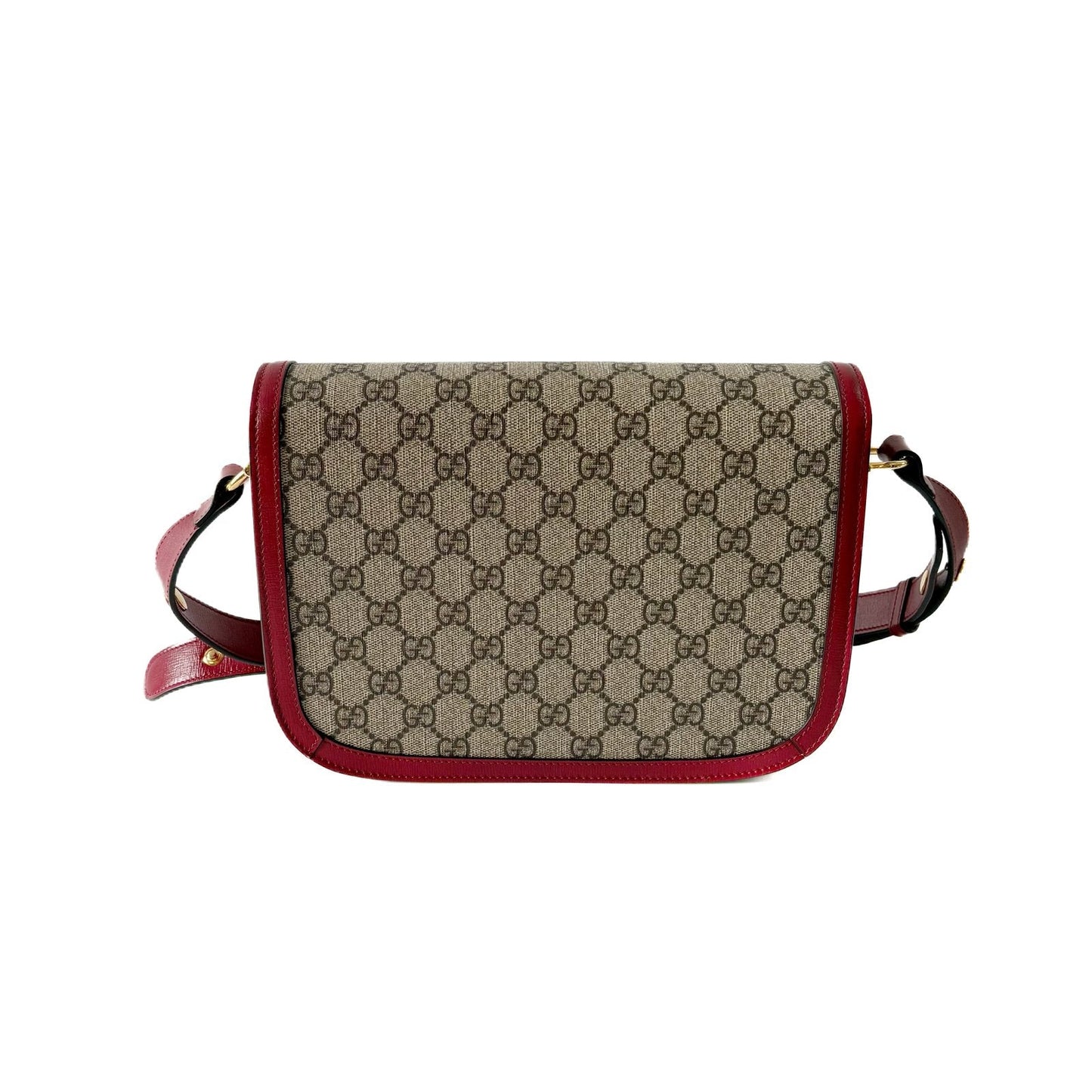 1955 Horsebit Shoulder Bag GG Supreme Ebony and Red