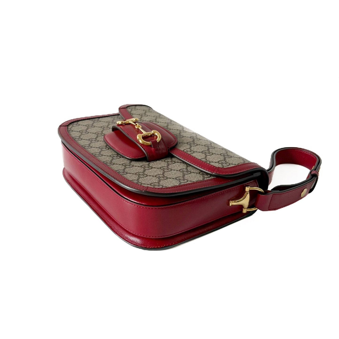 1955 Horsebit Shoulder Bag GG Supreme Ebony and Red