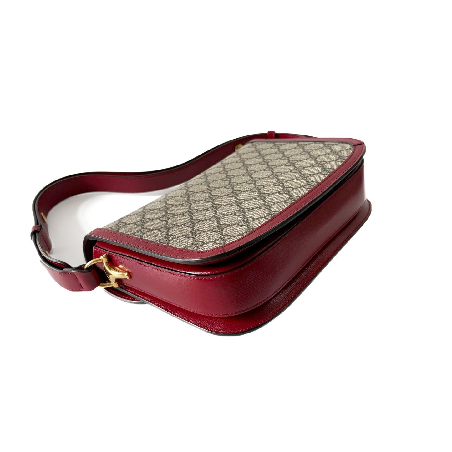 1955 Horsebit Shoulder Bag GG Supreme Ebony and Red