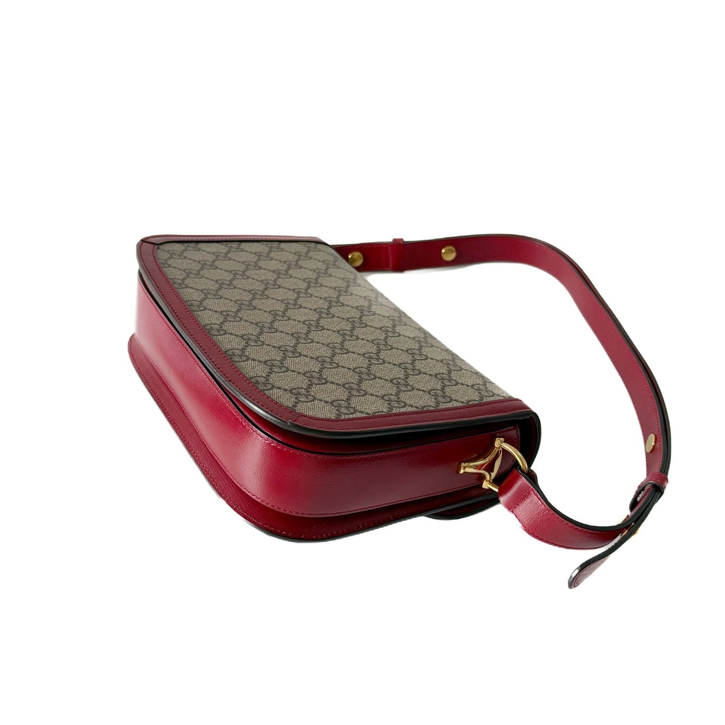 1955 Horsebit Shoulder Bag GG Supreme Ebony and Red