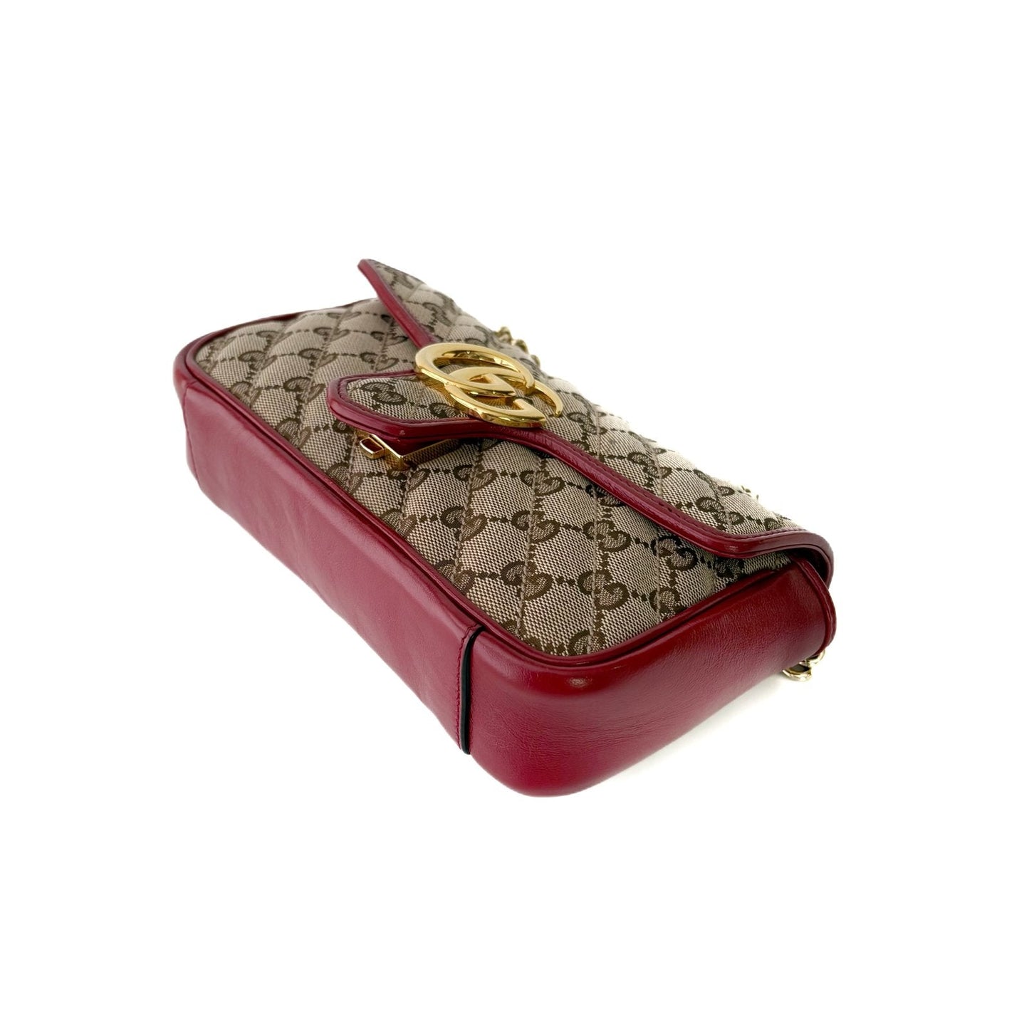 GG Marmont Small Shoulder Bag Red and Beige GG Canvas