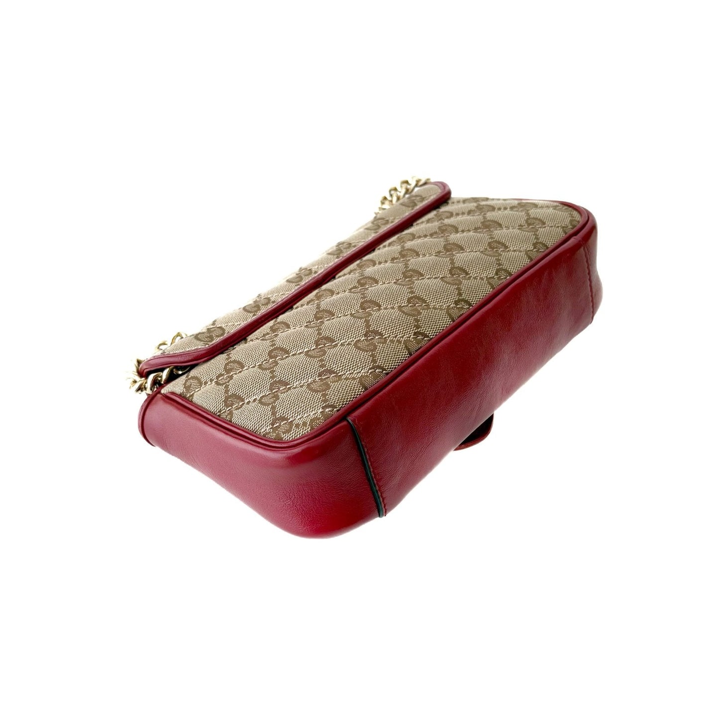 GG Marmont Small Shoulder Bag Red and Beige GG Canvas