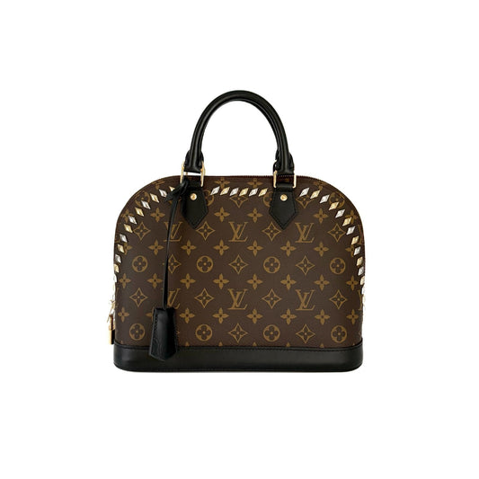 Alma PM Monogram and Black Leather Studded