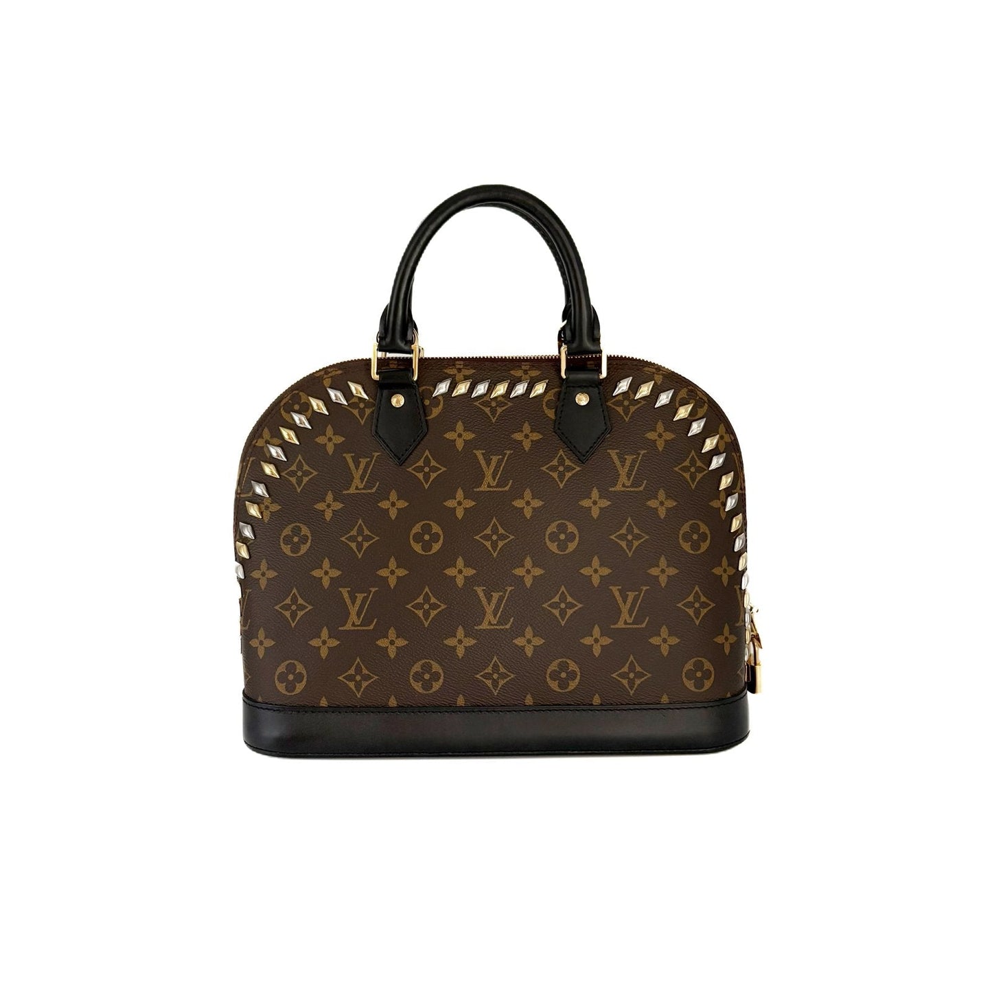 Alma PM Monogram and Black Leather Studded