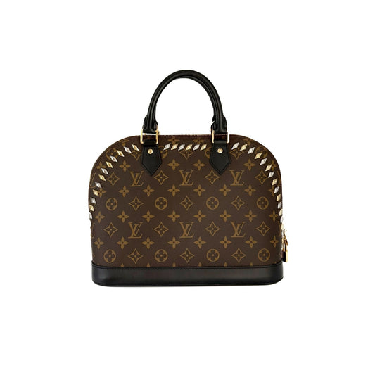 Alma PM Monogram and Black Leather Studded